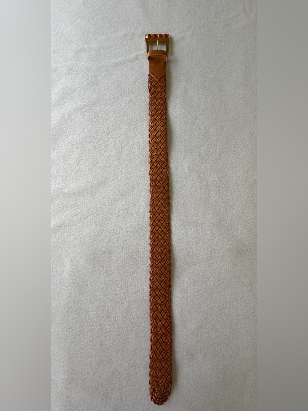 Etro Brown Woven Leather Braided Belt with Gold-Tone Buckle
